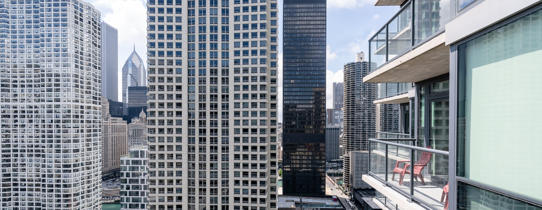 spacious balconies with skyline views