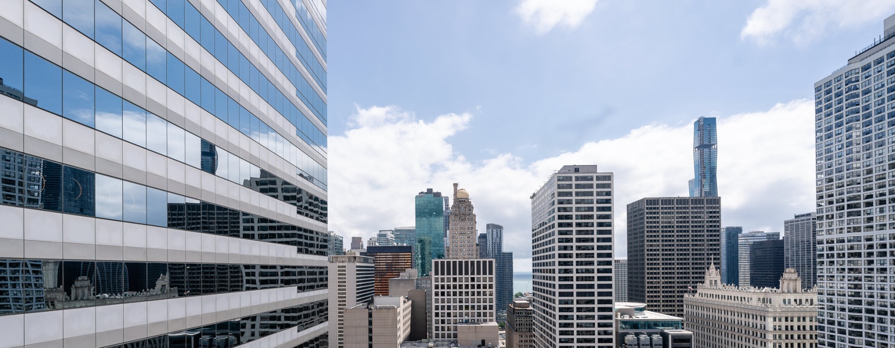 view of a city with high rise buildings galore