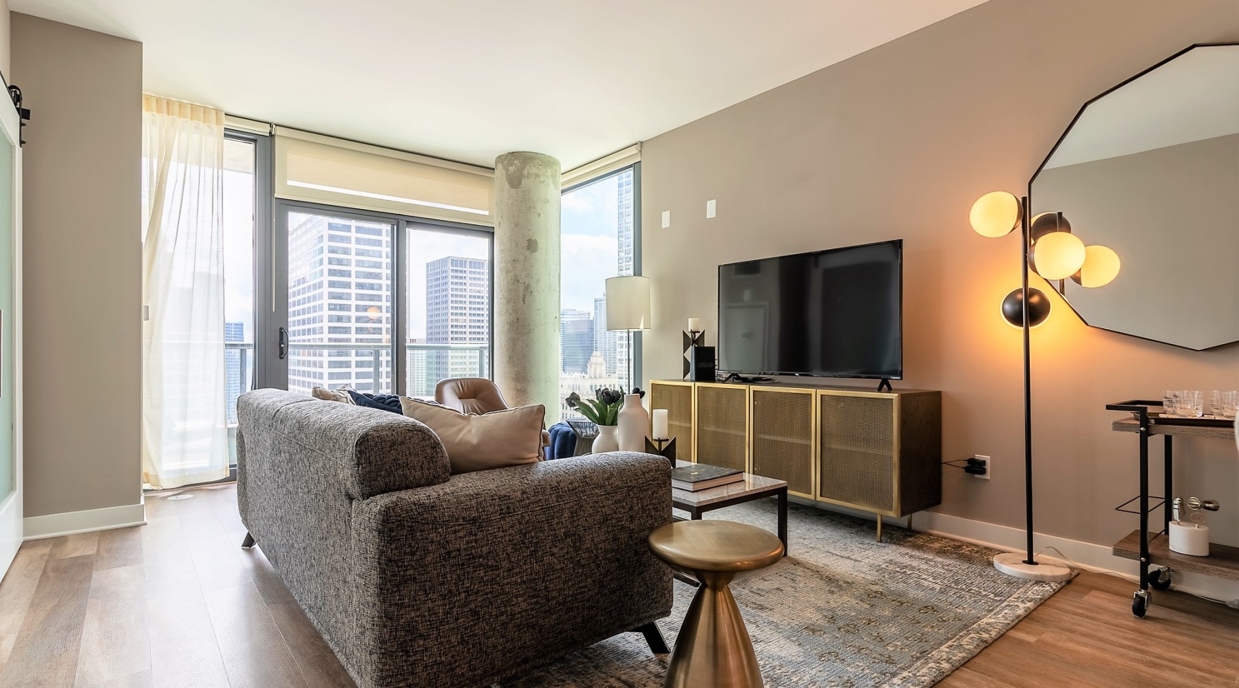 living room with easy to access spaces and ample lighting